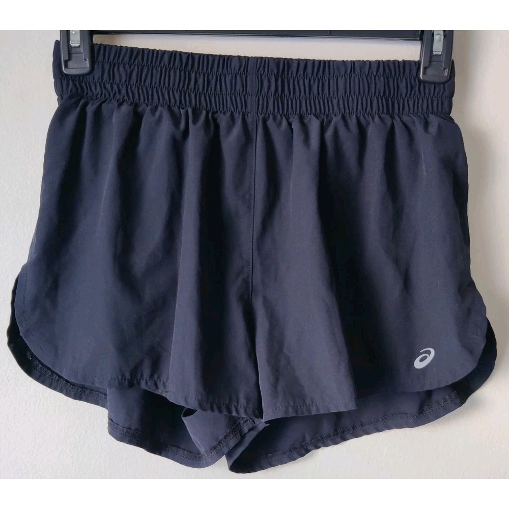 Asics Women's Road Shorts Black Lined‎ Drawstring Size Medium Running Athletic